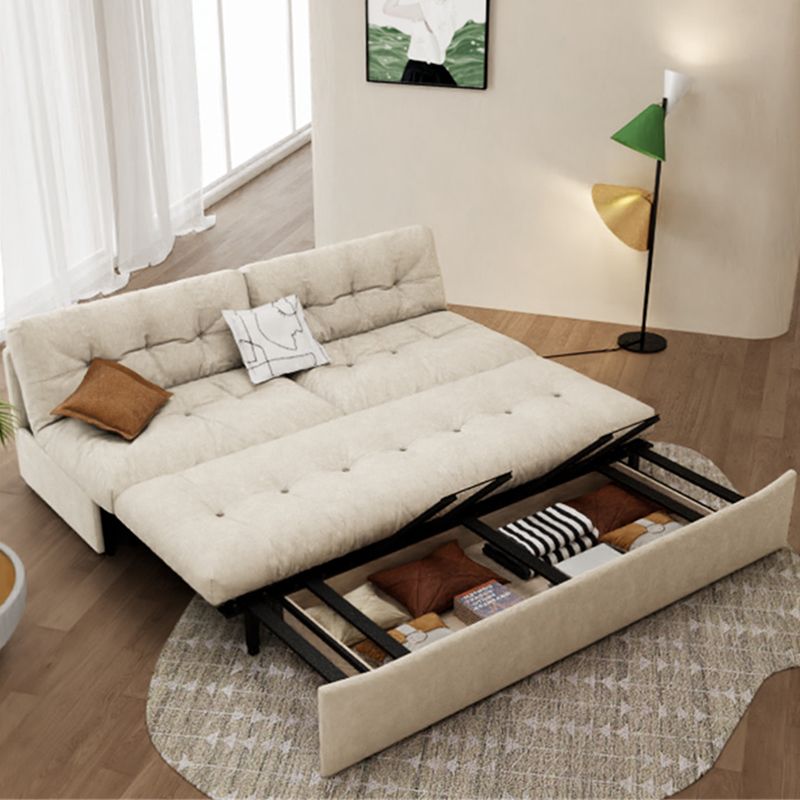 Scandinavian Sofa Bed, Fiber Armless Tufted Back Sleeper Sofa