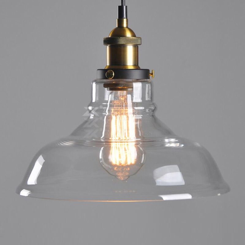 Lampada di sospensione in vetro a cupola di vetro trasparente Stile vintage Vintage Single Bulb Hanging Light per corridoio corridoio