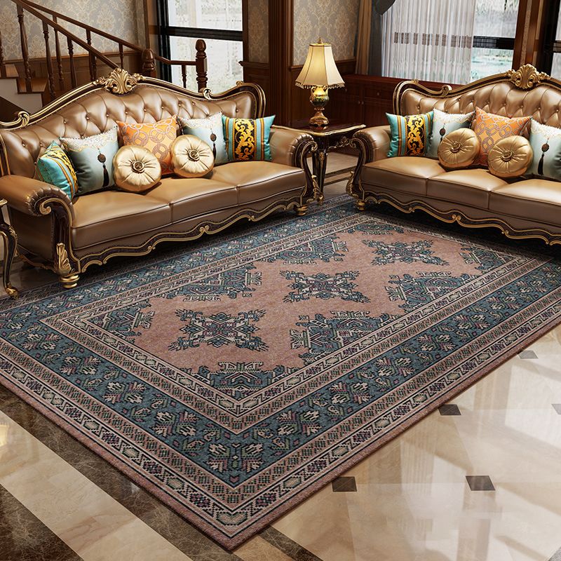 Magnificent Floral Printed Rug Multi-Color Moroccan Rug Polyester Washable Anti-Slip Backing Stain Resistant Rug for Guest Room