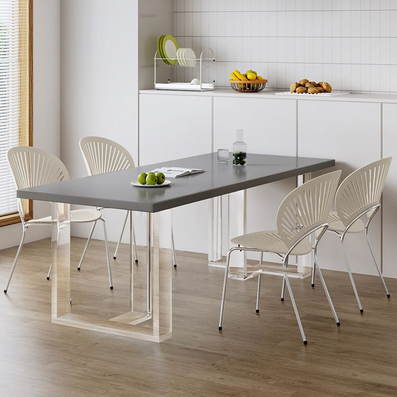 Modern Rectangle Dining Room Table Solid Wood Sled Base Fixed Dining Table