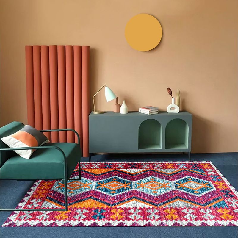 Orange Modern Rug Polyester Graphic Indoor Rug Non-Slip Backing Rug for Home Decor