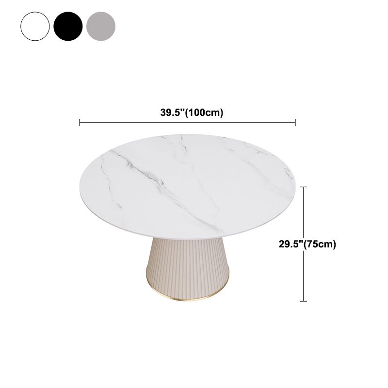 Modern Round Dining Table Stone Top Table with Pedestal Base