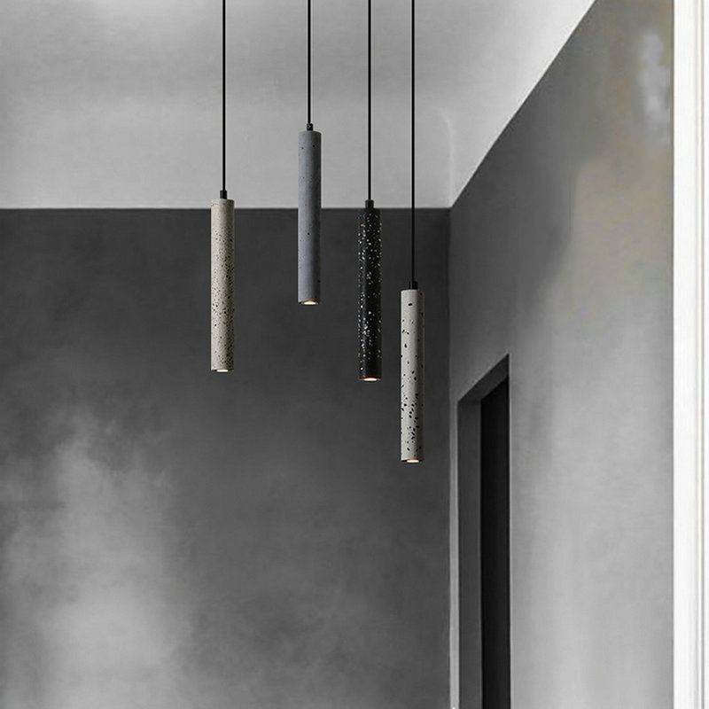 Cylinder Hanging Lights Modern Style Stone 1 Light Pendant Light Kit