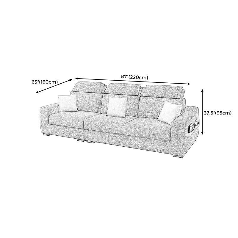 Square Arm Light-grey Cushion Back Modern Living Room Storage Sofa