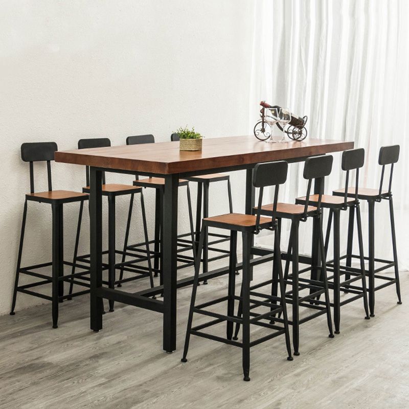 Solid Wood Bar Pub Table Set Industrial 1/9 Pieces Table and Stool Set