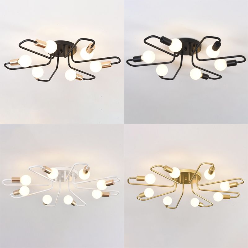 Sputnik Metal Semi Flush Mount in Industrial Retro Style Ceiling Fixture for Living Room