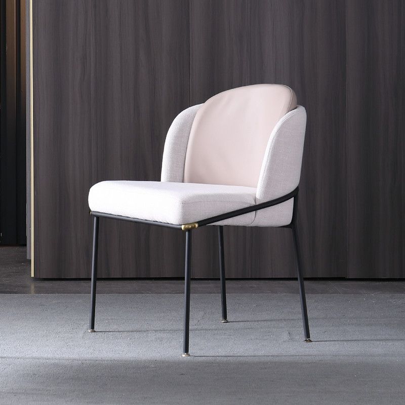 Contemporary Metal Dining Room Chairs Armless Upholstered Side Chairs for Home Use