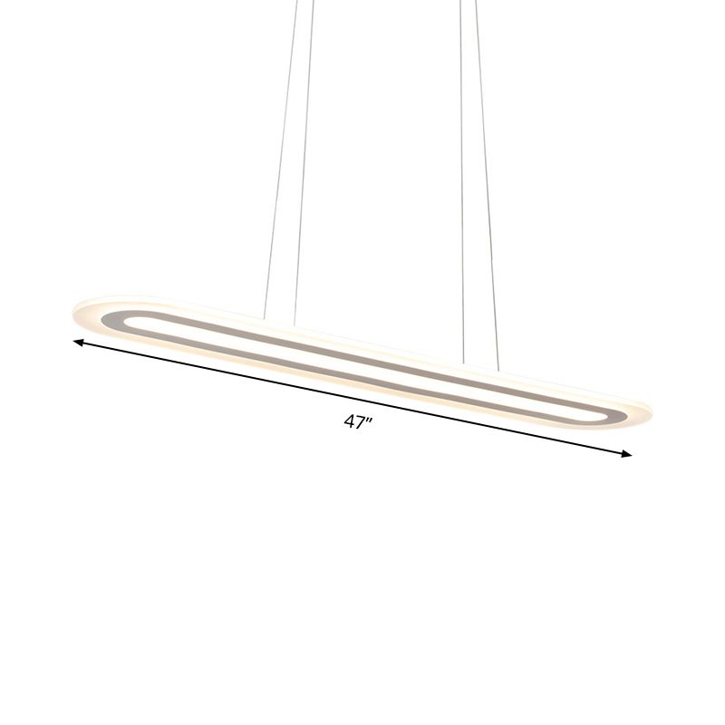 Kit de lámpara de colgante acrílico de techo ovalado blanco con luz acrílica LED en luz cálida/blanca/natural, 16 "/23.5" /31.5 "de ancho