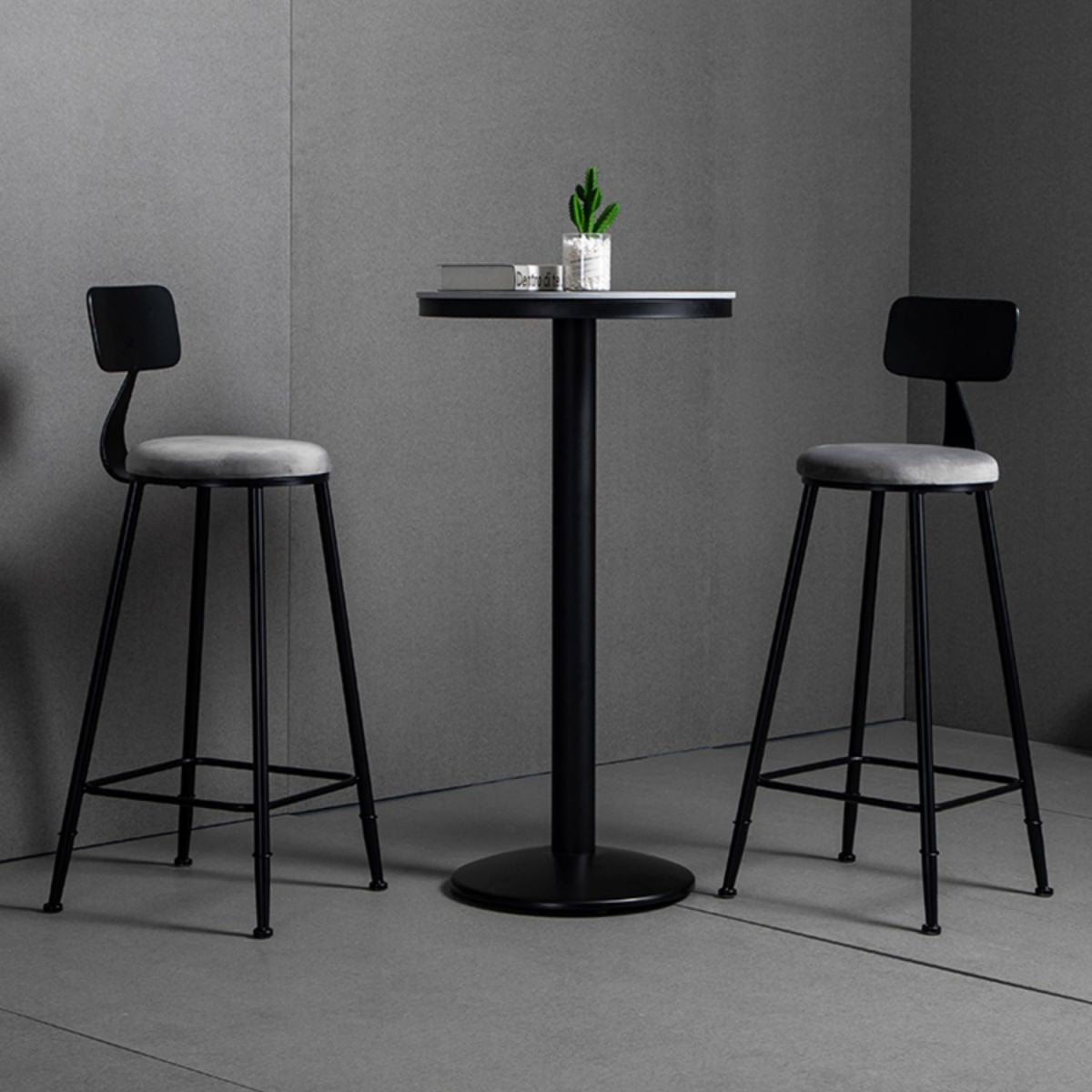 Industrial Bar and Counter Stool Metal Stool with Black Base
