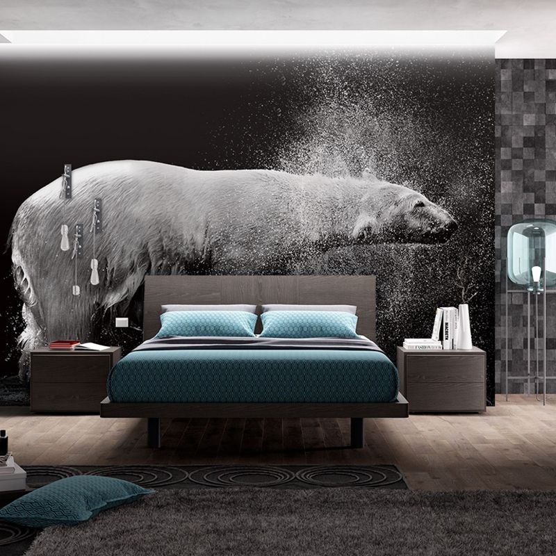 Cool Polar Bear Wall Covering for Living Room, Dark, Custom Size Available