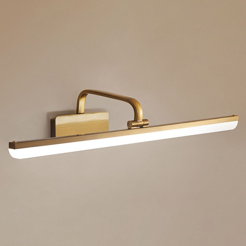 Metal Linear Shape Mirror Wall Light Modern 1 Light Mirror Wall Mount Fixture in Brass