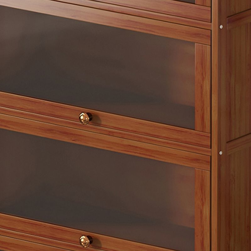 Contemporary Brown Bamboo Bookshelf Closed Back Bookcase with Door for Home Office