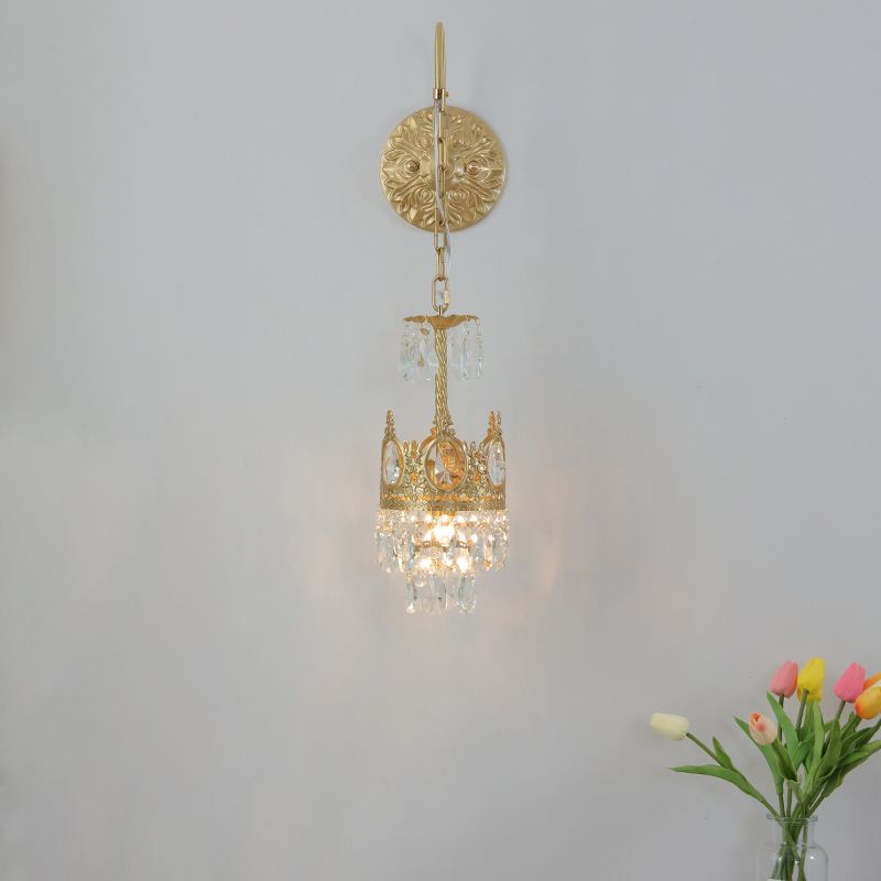 Nordic Style Wall Mount Light Cylinder Shape Crystal Wall Lamp for Bedroom