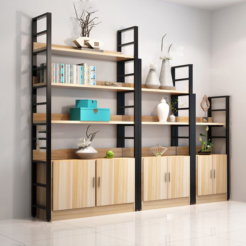 Modern Open Shelf Bookcase Engineered Wood Bookshelf with Doors for Study Room
