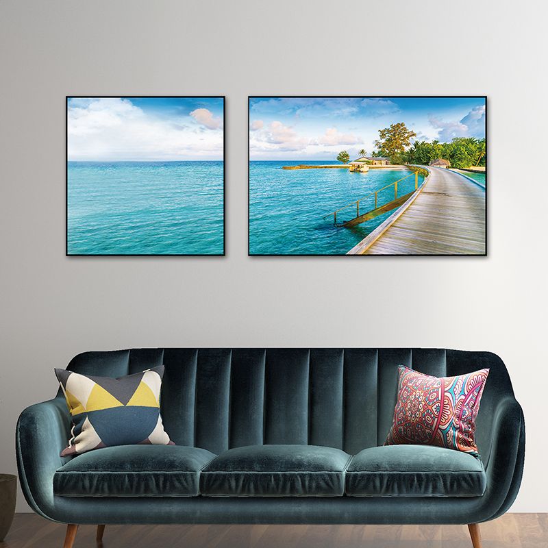 Pastel Seascape Wall Art Decor Nature Scenery Modern Multi-Piece Canvas for Bedroom