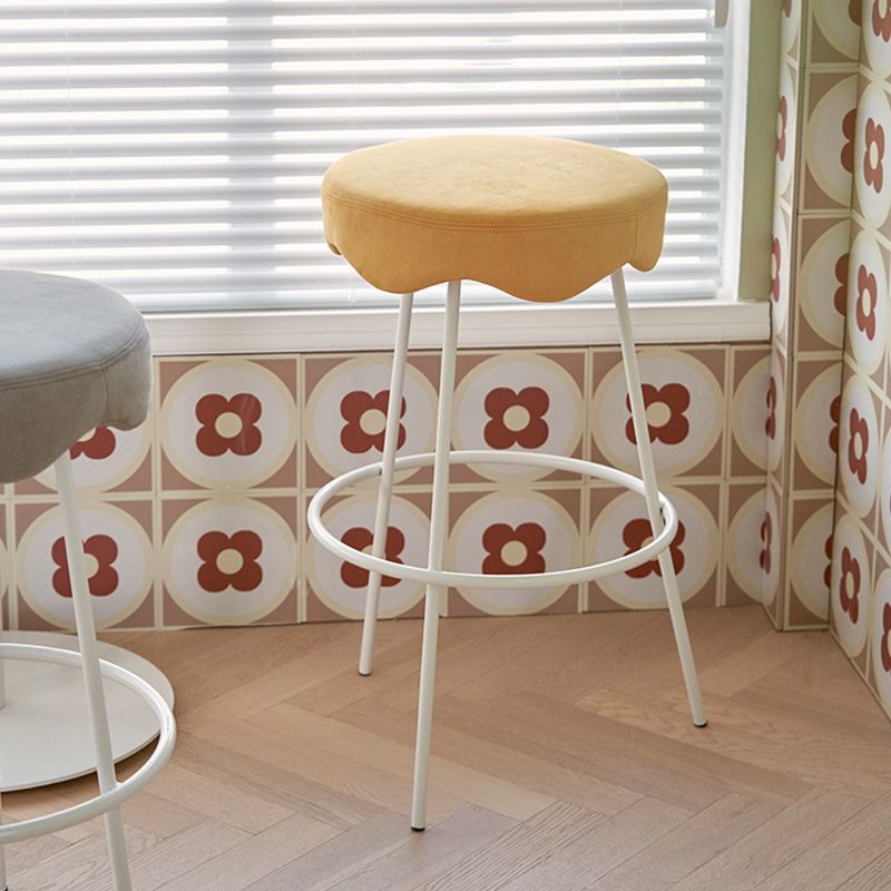 Contemporary Style Counter Stool Upholstered Bar-height Bar Stool with Metal Base