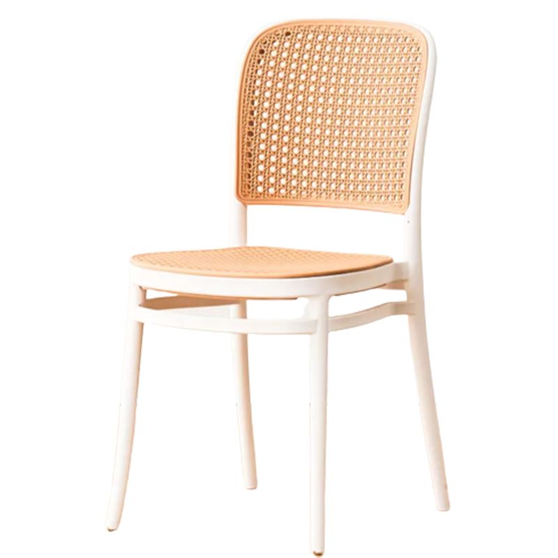 Contemporary Armles Dining Side Chair with Natural Back Stacking Chair