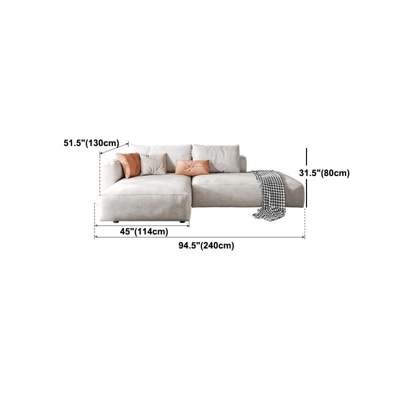 Faux Leather Square Arm Sofa with Chaise Modern Loose Back Sofa in Gray