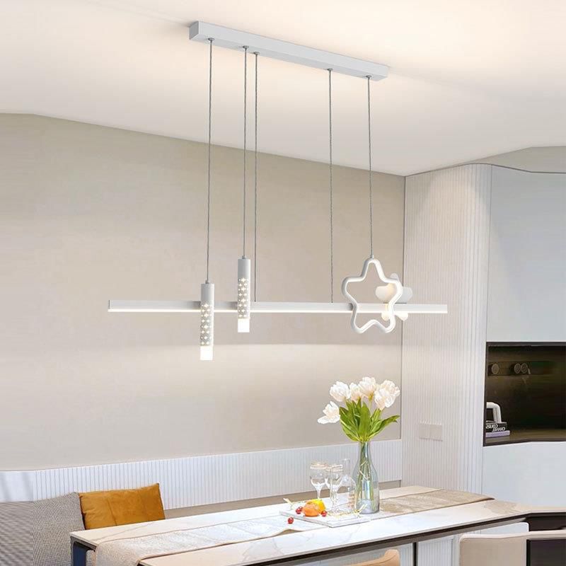 4-Light Modern Black/White Kitchen Island Lighting LED Ceiling Light for Bedroom