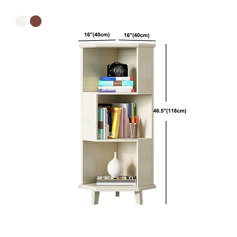 Brown / White Wooden Corner Chest, 15.75" Wide Accent Chest with Shelves