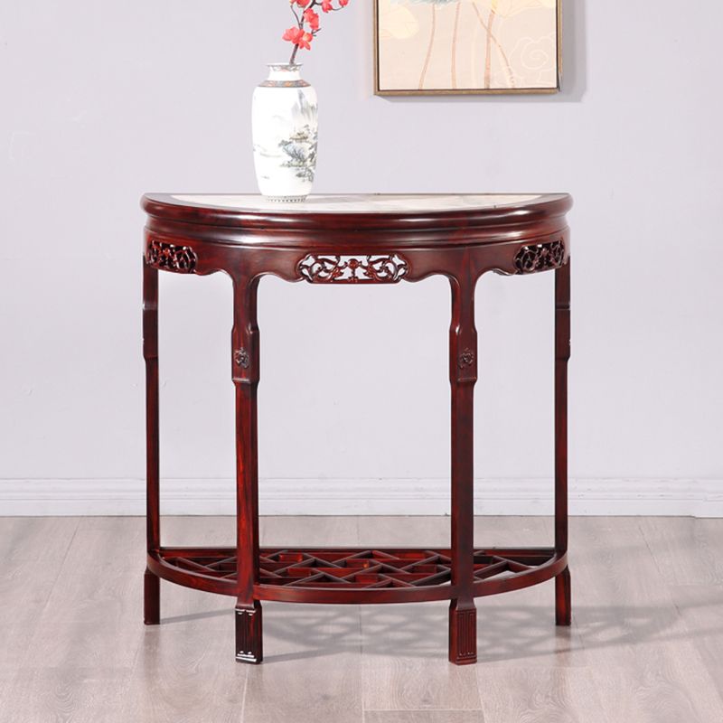Half Moon Contemporary Console Table Dark Brown Wood Console Sofa Table