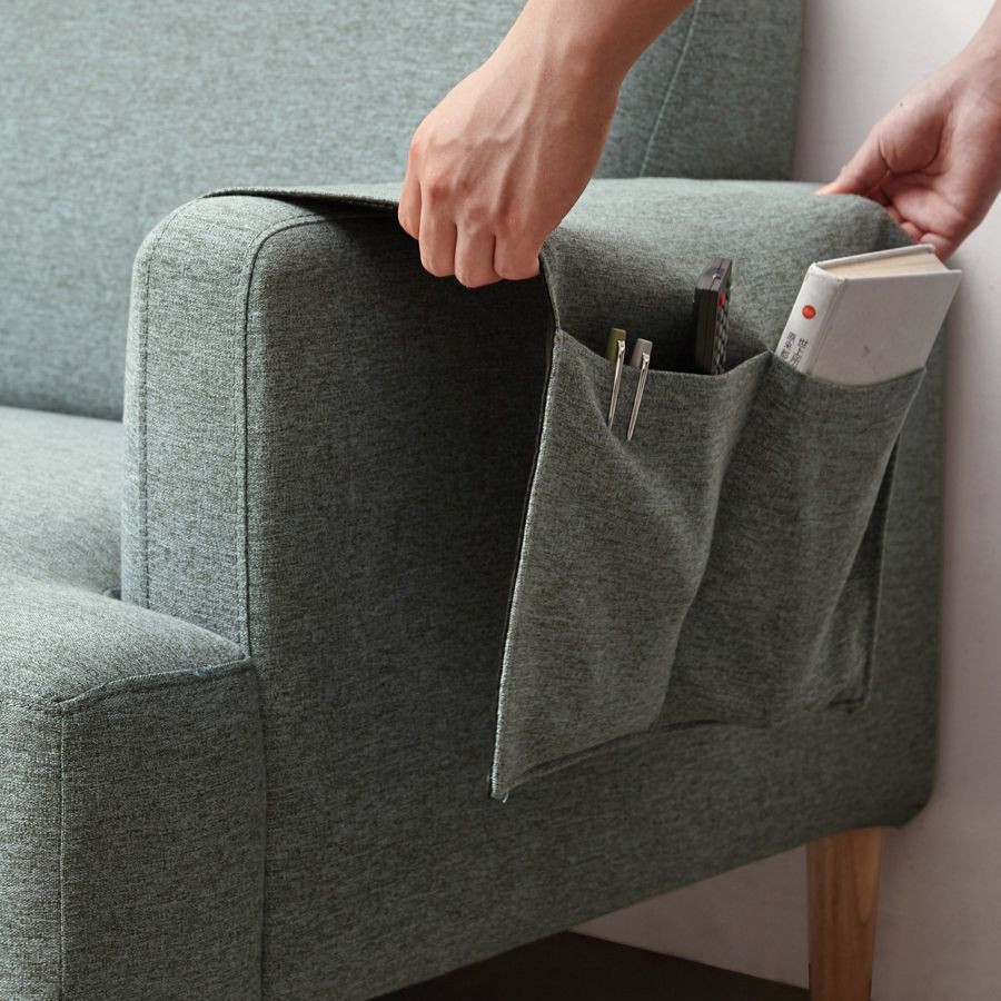 Linen Sofa for Living Room with Storage Slipcovered Sofa with 1 Pillow