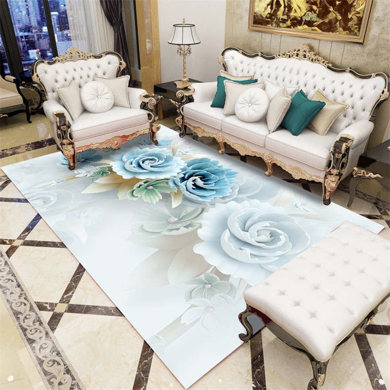 Funky polyester tapijt Modern Plant Print Area Tapijt Woonkamer Tapijt met niet-slipachter