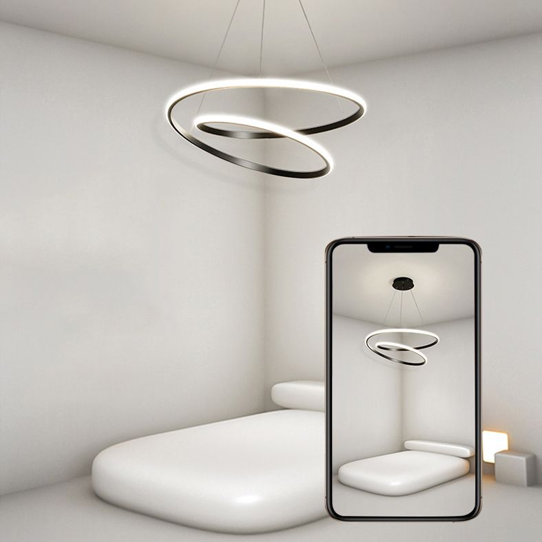 24" Wide Modern Chandelier LED Hanging Ceiling Lights for Living Room Dining Room