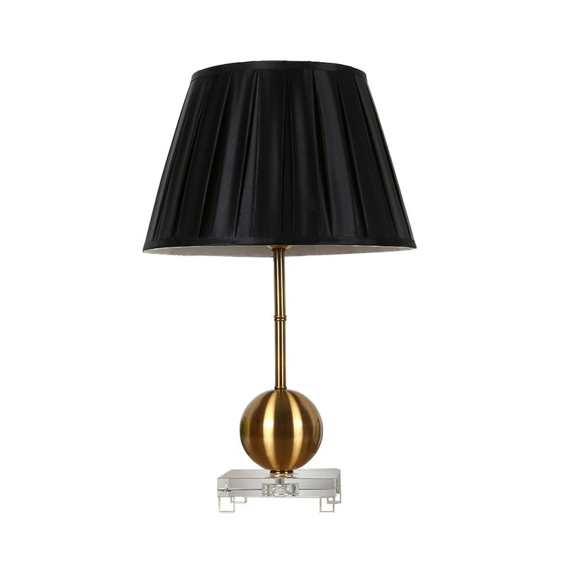 Lámpara de mesa negra de tela Lámpara de noche de campo con una sola luz en negro para dormitorio con base de cristal