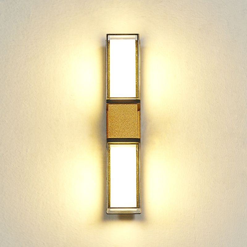 Modern Metal Wall Sconce Rectangle Shape Wall Lamp with Acrylic Shade for Courtyard