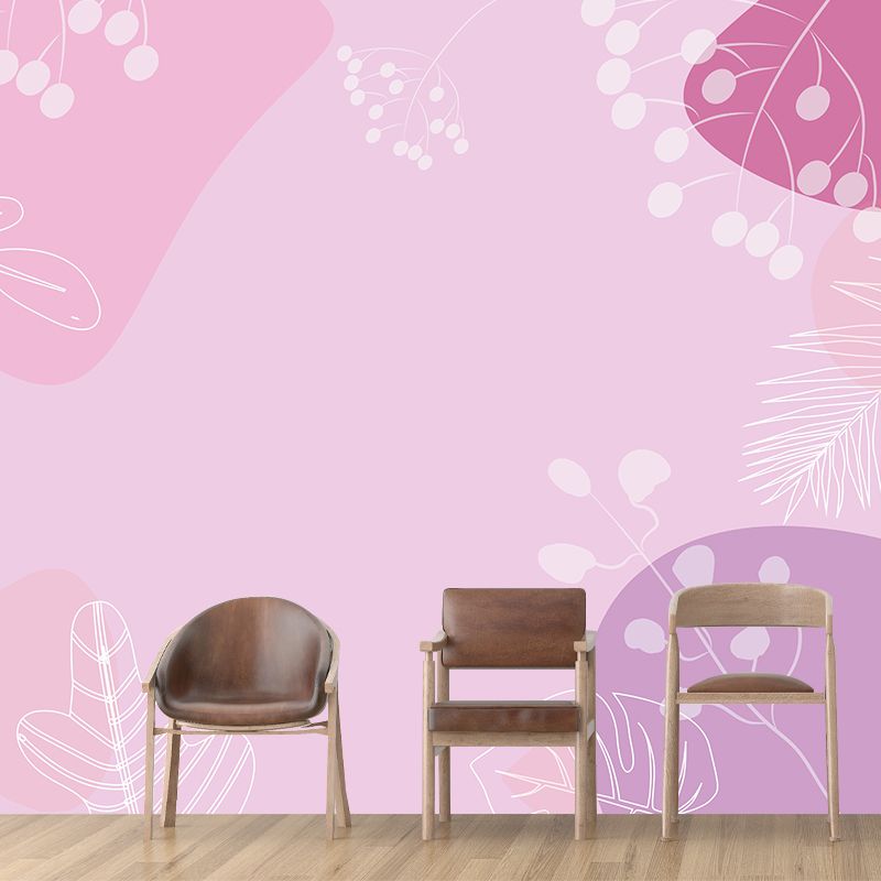 Plant Illustration Mural Wallpaper Modern Living Room Wall Decor, Made to Measure