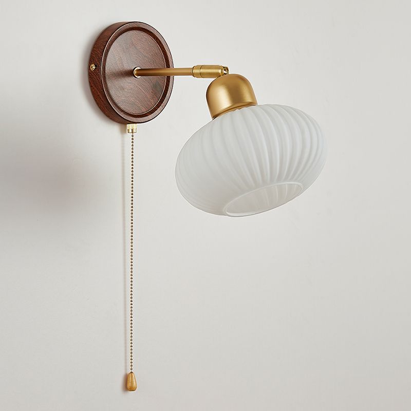 Nordic Style Wall Light Round Shape Wall Lamp with Glass Shade for Bedroom