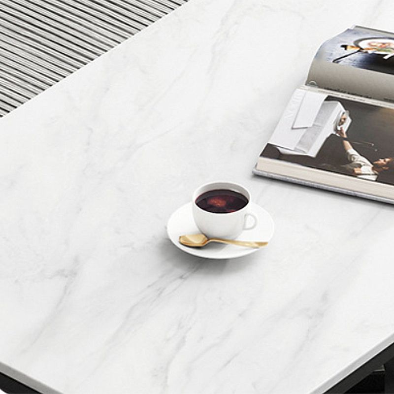 Rectangular Slate 4 Legs Coffee Cocktail Table with Storage Shelf