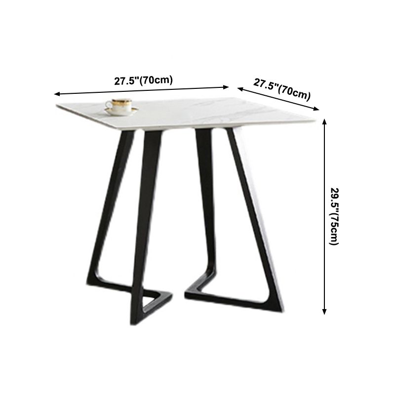 Sintered Stone White Tone Dining Table Industrial Style Double Pedestal Table for Dining Room