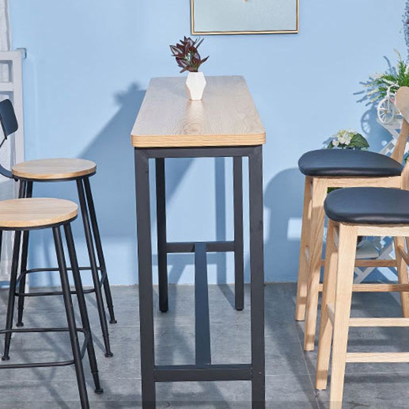 Industrial 1/2/3/5 Pieces Solid Wood Bar Table Set Fixed Counter Set for Home Use