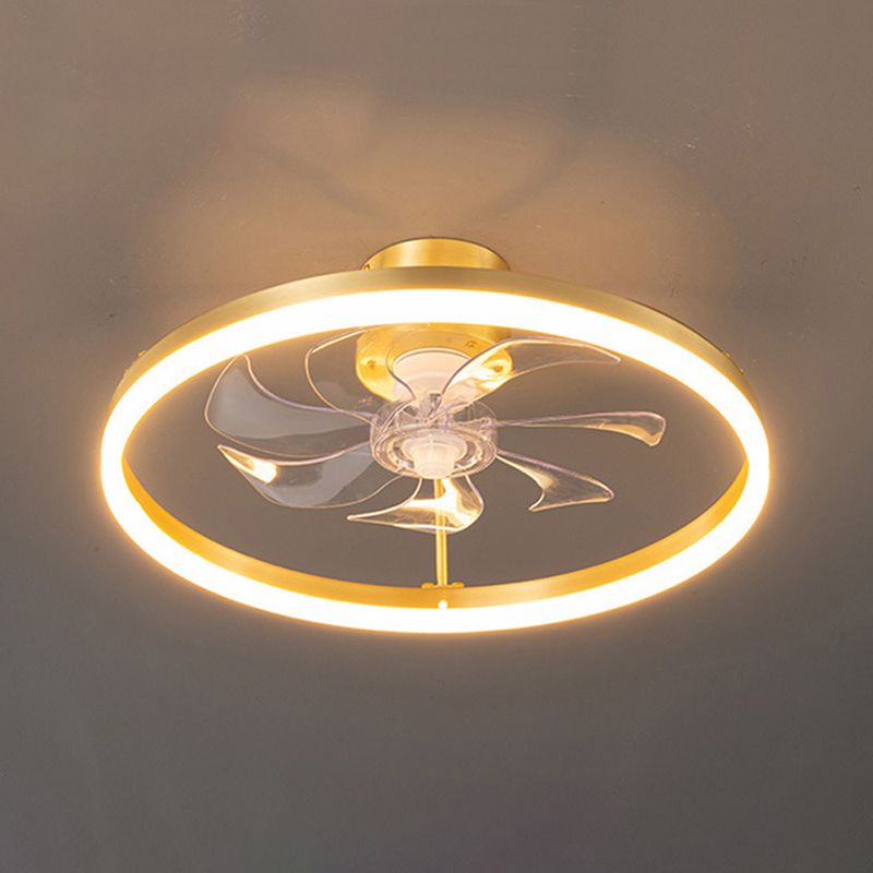 LED Deckenventilator mit Beleuchtung Rund Gold Modern Metall 7-Flügel