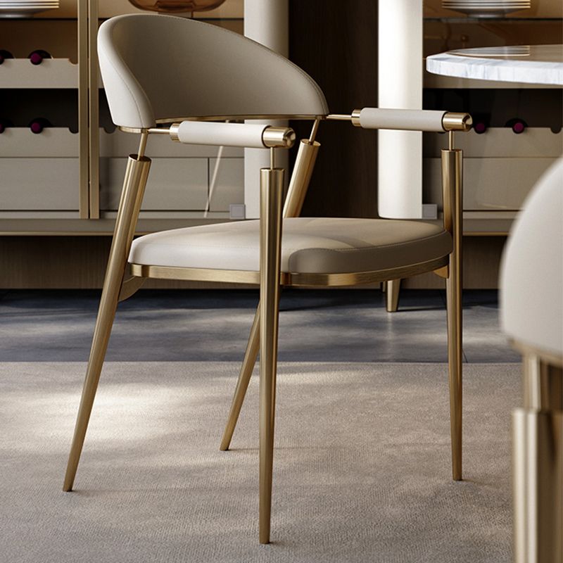 Glam Style Arm Chair Metal Open Back Dining Room Chair for Kitchen