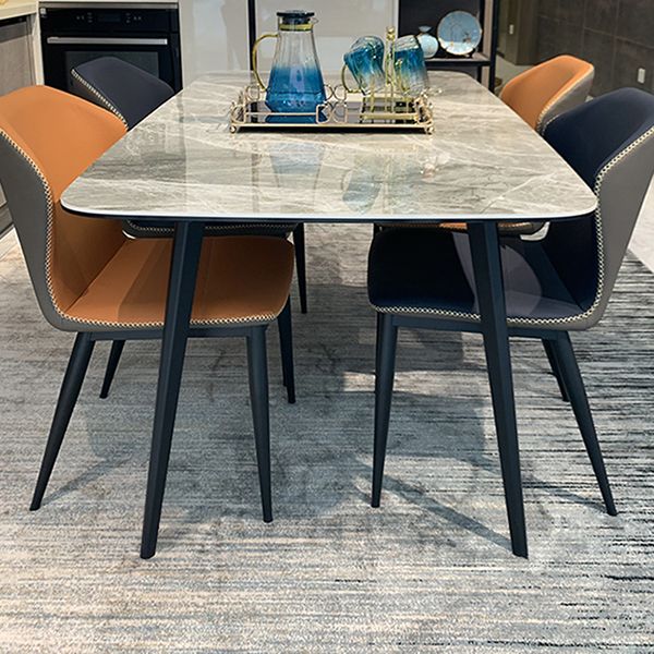 Modern Rectangle Stone Table 4 Legs Standard Height Kitchen Dining Table without Chair