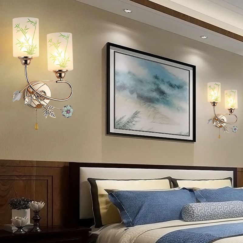 Handpachtglaszylindrische Wandlampe moderne 2 Lichter Gold Leuchtenlicht