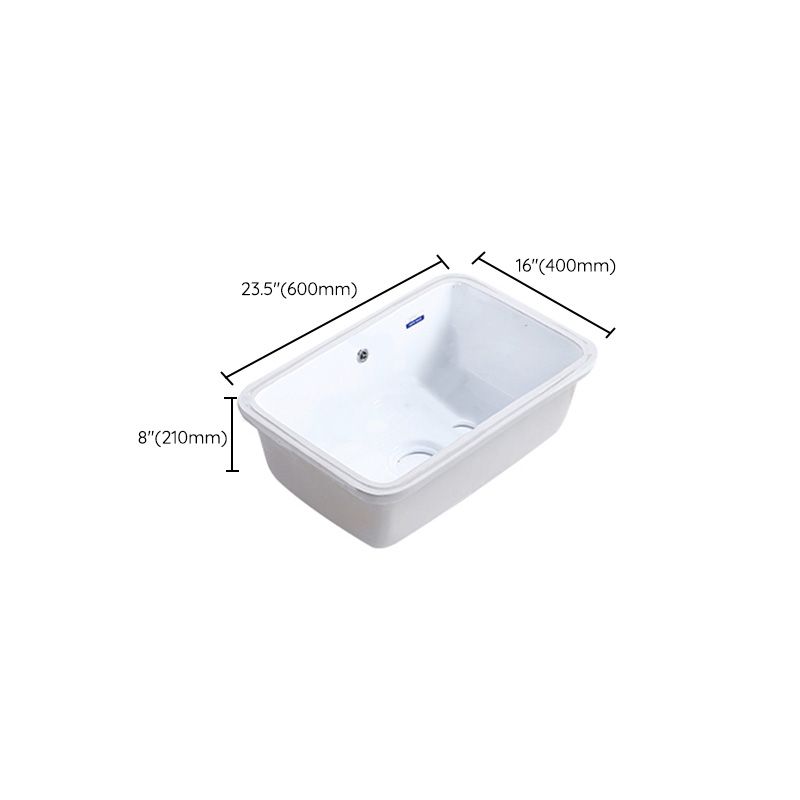 Modern Bathroom Sink Porcelain with Overflow and Drain Assembly Undermount Vanity Sink