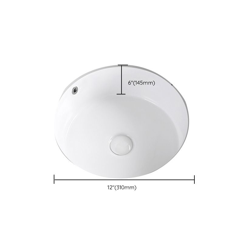 Modern Vessel Lavatory Sink Round Porcelain with Overflow Undermount Bathroom Sink