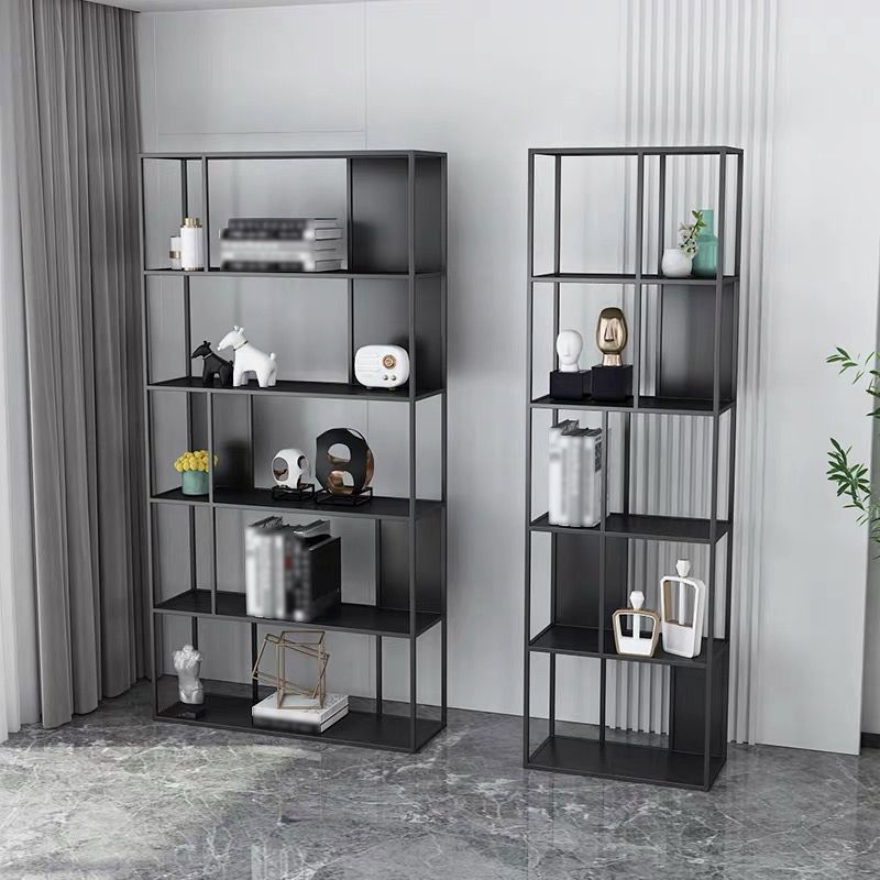 Open Metal Bookcase Industrial Rectangular Shelf for study room