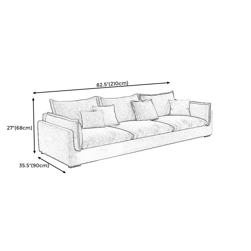 Contemporary Stationary Living Room Couch Gray Pillow Top Arm Sofa