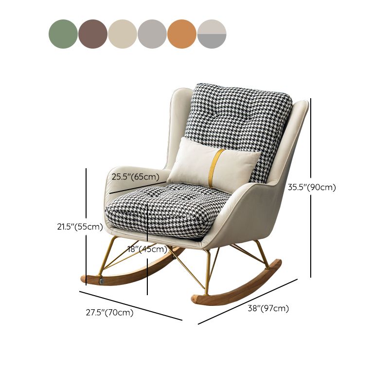 Modern Upholstered Rocker Chair Metal Frame Friction Resistant Rocker Chair for Home