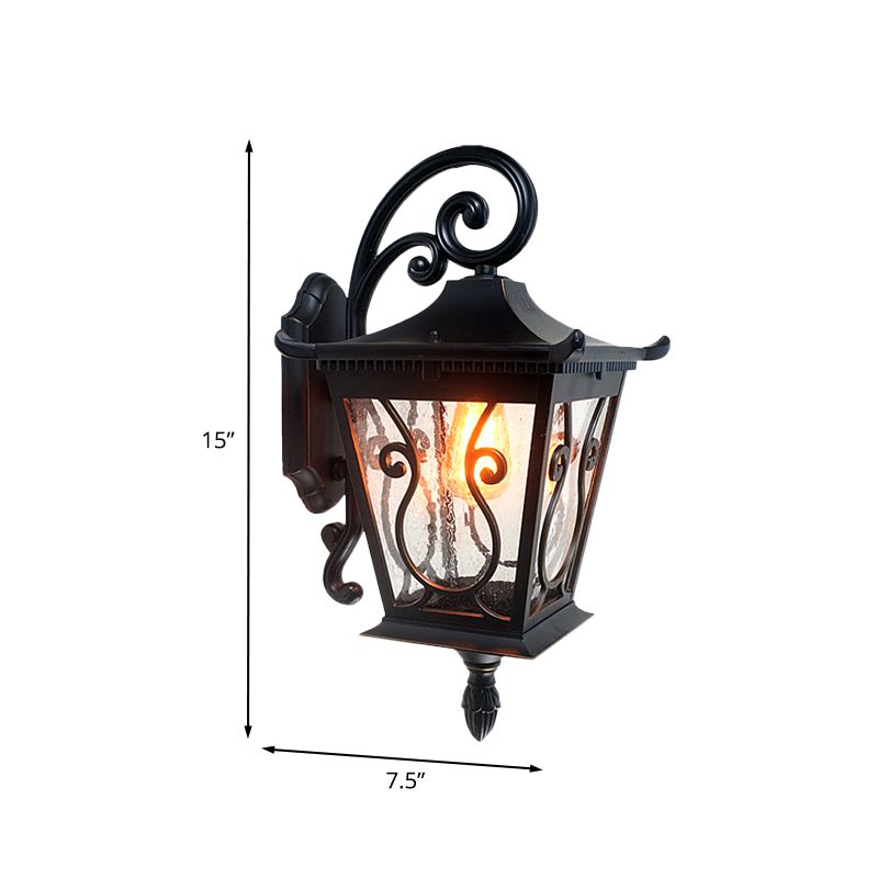 Birdcage Outdoor Wandlampe Lodge Klares Wasserglas einzelne helle schwarze Wandbeleuchtung nach oben/unten
