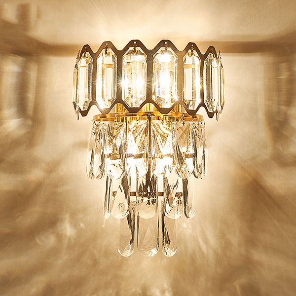 Geometrische Multi-Lights-Wandleuchten Moderner Kristallwandmontageleuchte in Gold