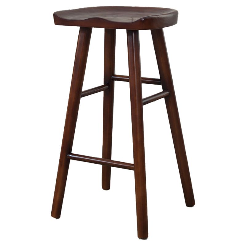 Modern Armless Backless Counter StoolWood Cafe Bar Stool with Wooden Seat and Pedal