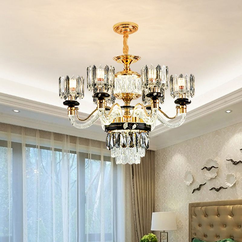 Gouden cirkel hanger kroonluchter traditionele kristal rechthoek 6/8 bollen woonkamer ophanging licht