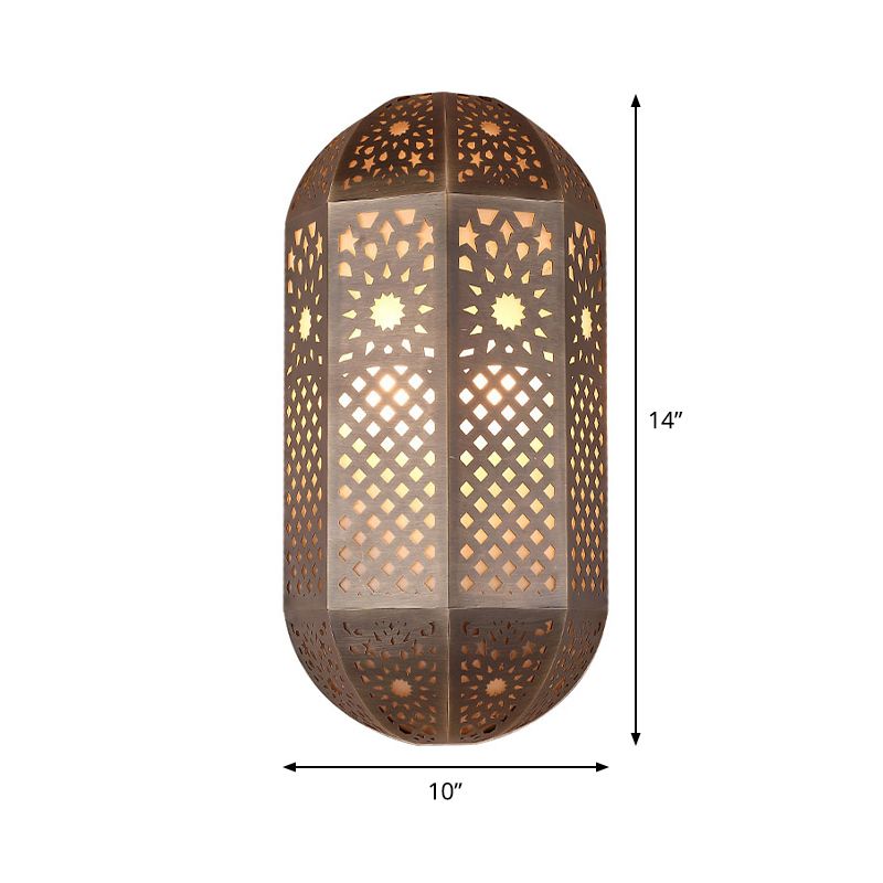 Half-Capsule Metallic Sconce Lighting Antiqued 2 Heads Corridor Flush Wall Mount Lamp in Brass