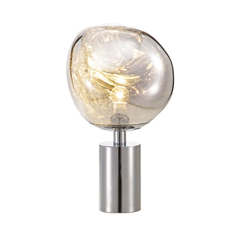 Accensione da tavolo fuso in stile modernista argento/vetro soffiato a mano 1 testa da soggiorno lampada da tavolo